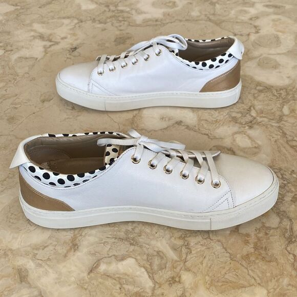 Maimai Made in Italy White Leather Sneakers Polka Dots Gold - Picture 6 of 16